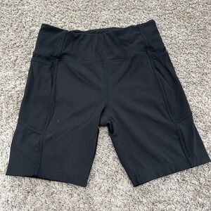 Mondetta Performance + Luxury Women's Black‎ Bike Shorts Ribbed Waist  M pocket